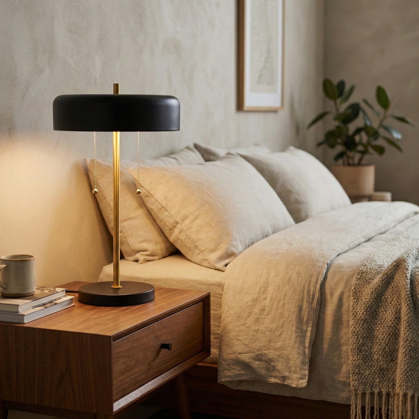 Drum Shade Bedside Lamp - Black & White — view 5