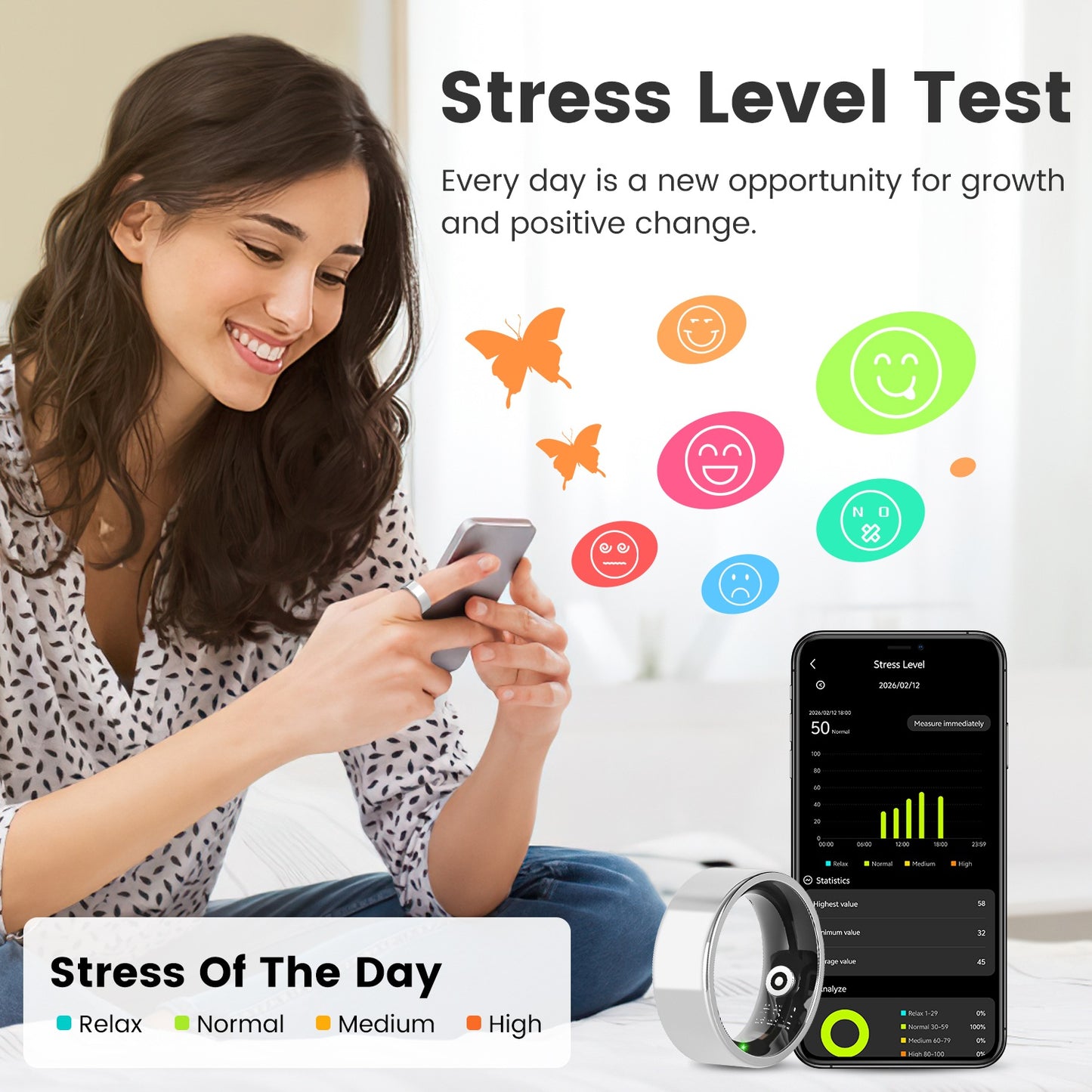 Titanium Smart Ring Health Tracker - Sleep, Fitness, HRV & Stress Monitoring — view 8