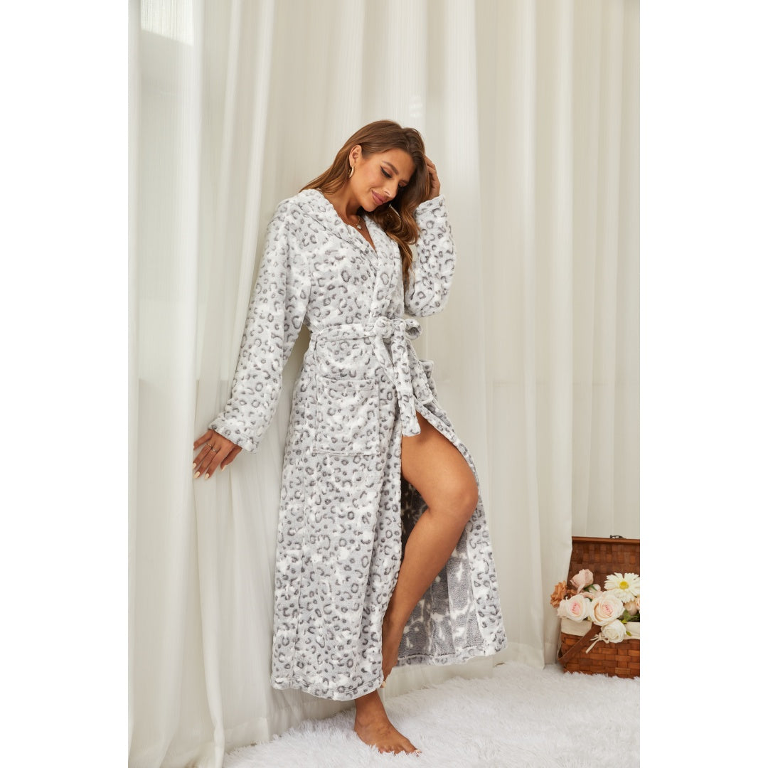 RONGTAI Ladies Long Fleece Bathrobe — view 6