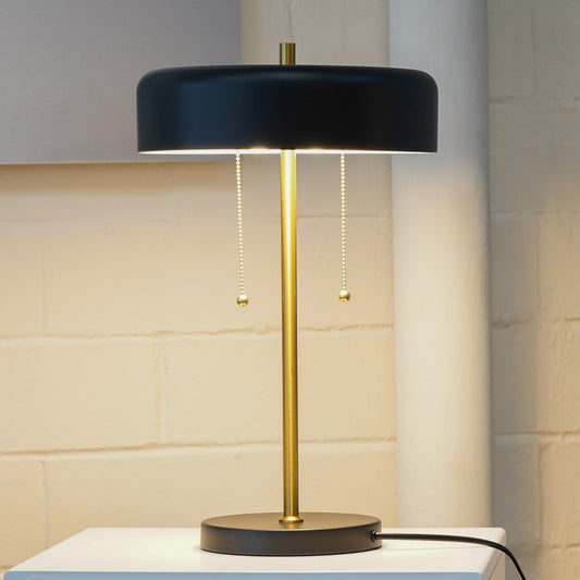 Drum Shade Bedside Lamp - Black & White — view 2