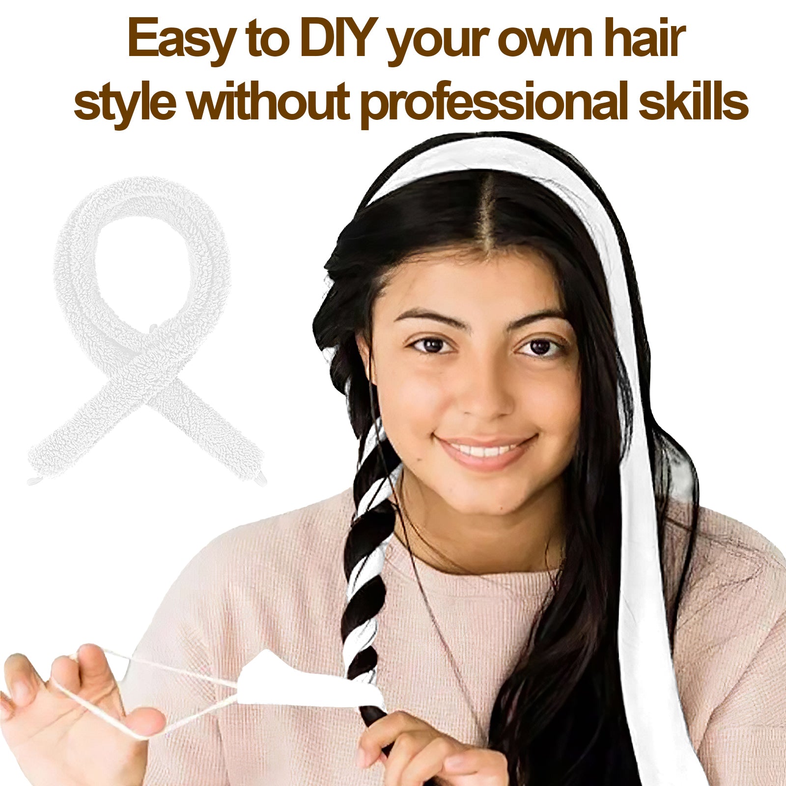 Satin Heatless Hair Curler for Soft Overnight Waves — view 4