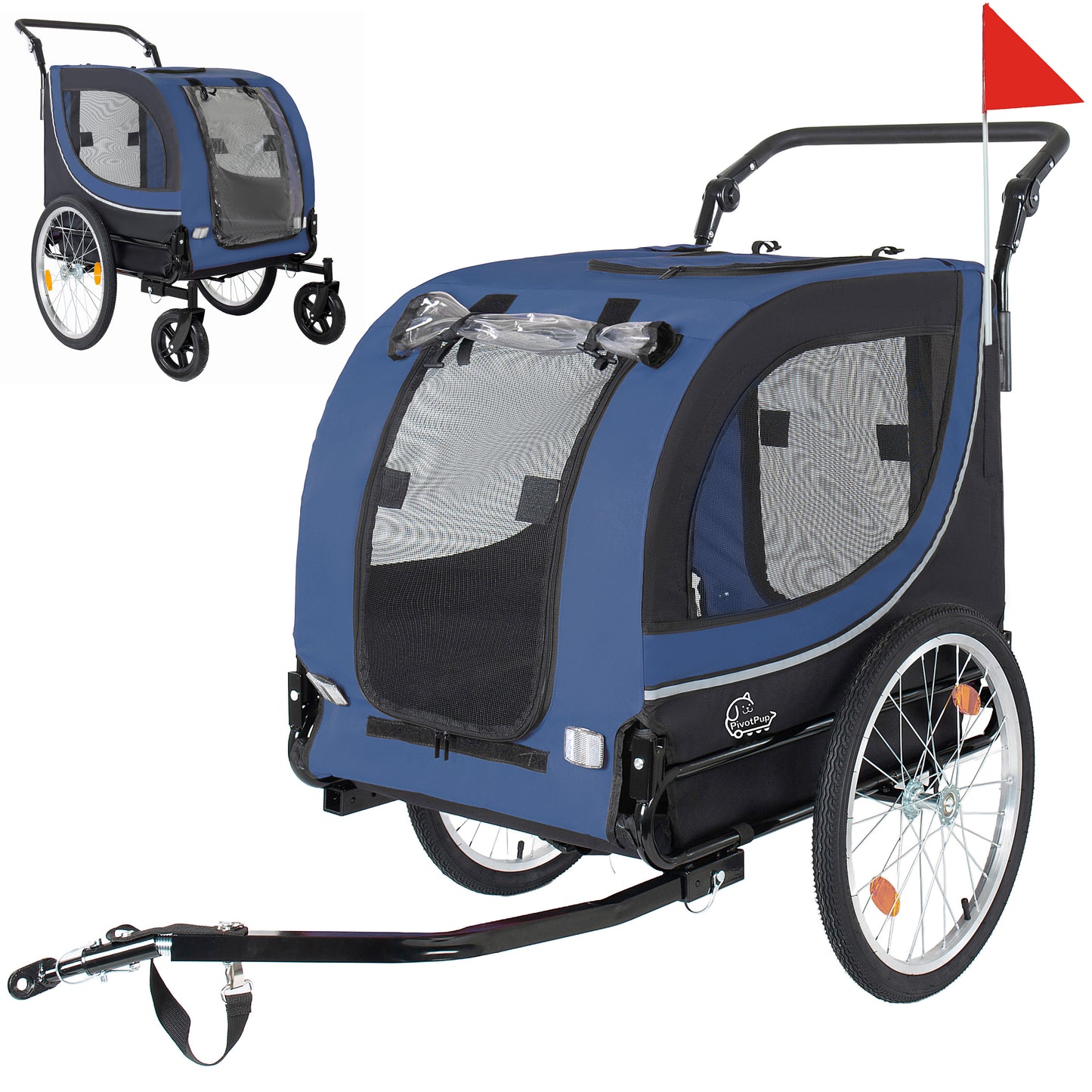 2-in-1 Bike Trailer & Pet Stroller - Dark Blue — view 4