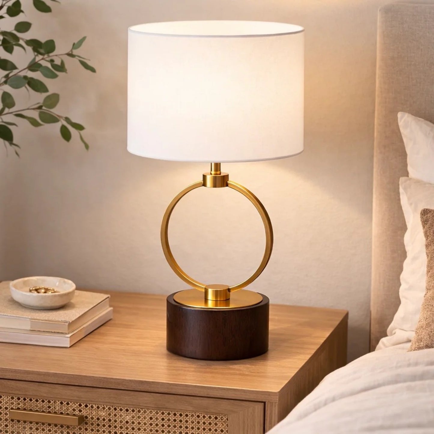 Grid Metal Circular Bedside Lamp - White — view 5