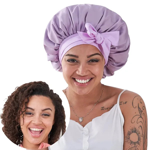 Silk Satin Bonnet for Sleeping - Rose Red — view 3