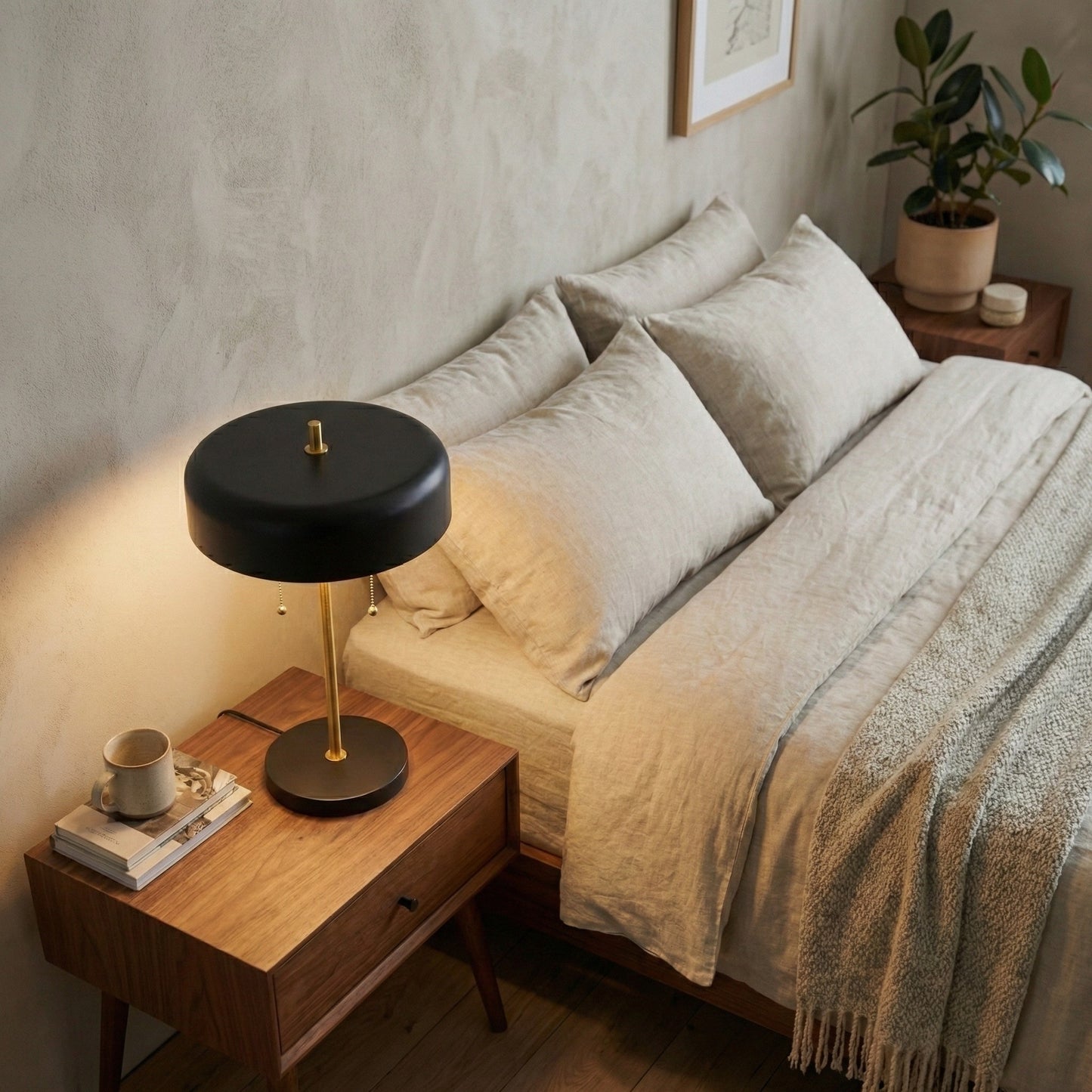 Drum Shade Bedside Lamp - Black & White