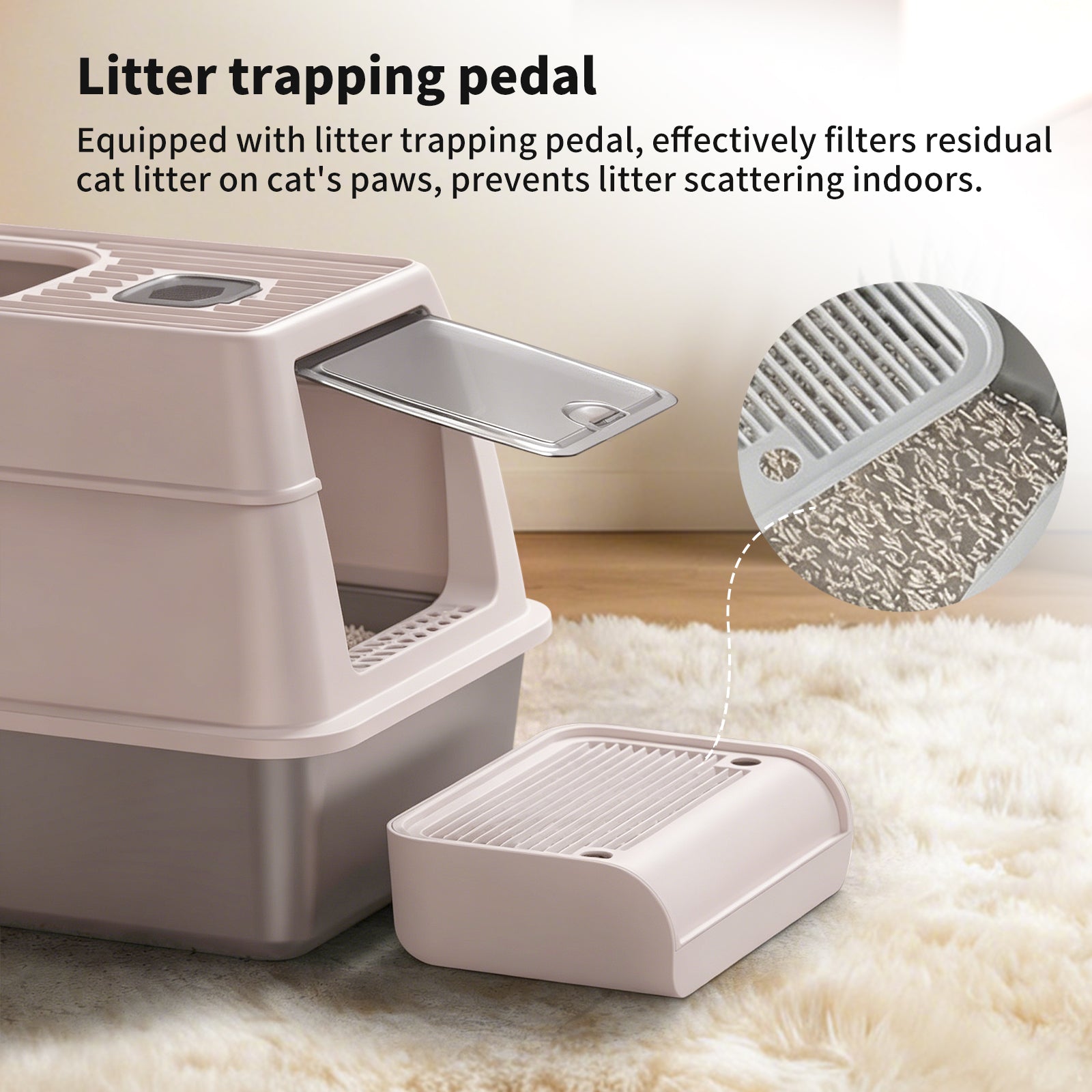 Dual Entry Stainless Steel Cat Litter Box with Scoop & Pedal — view 3