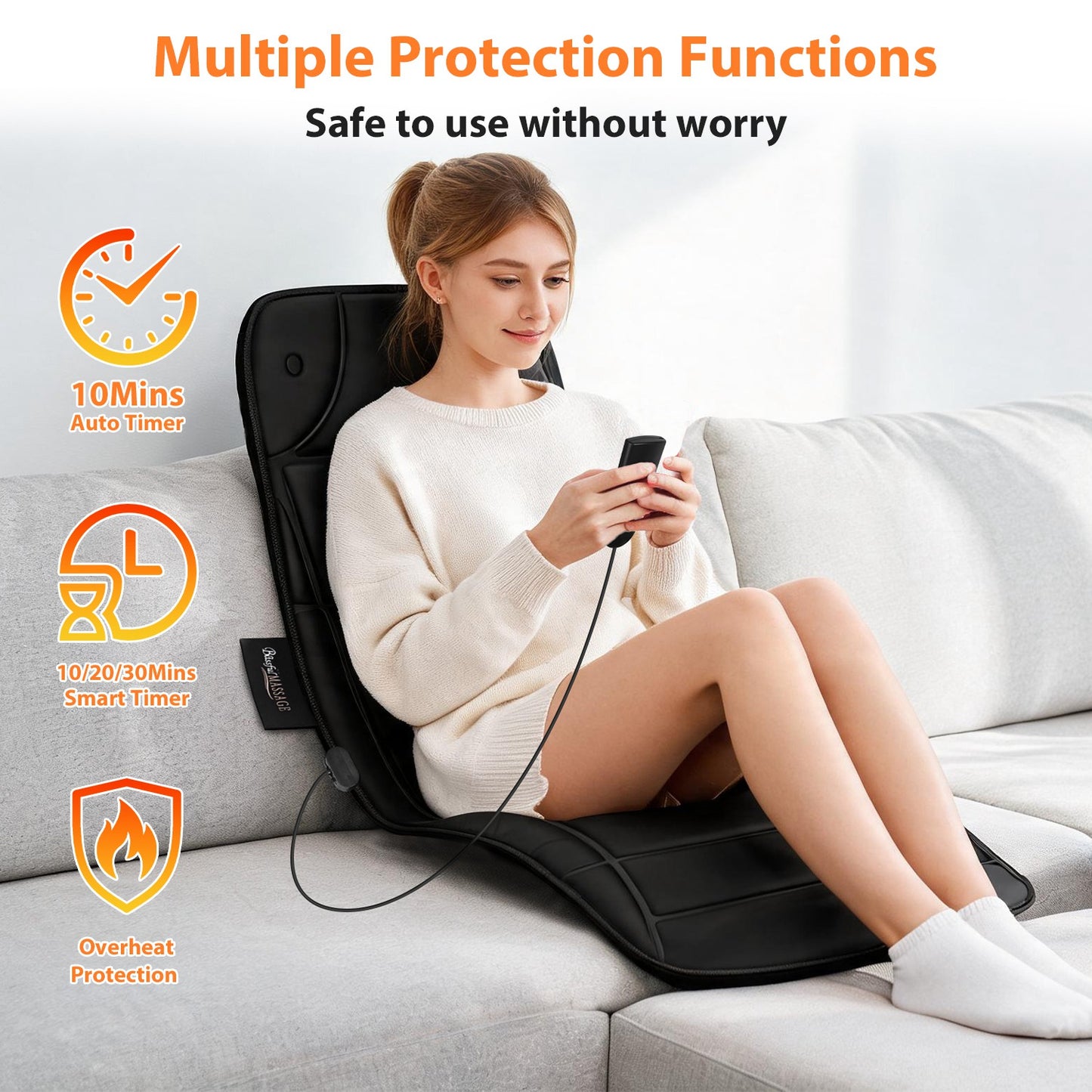 Full Body Vibration Massage Mat with Heat - 10 Motors, 9 Modes & 3 Heating Levels — view 8