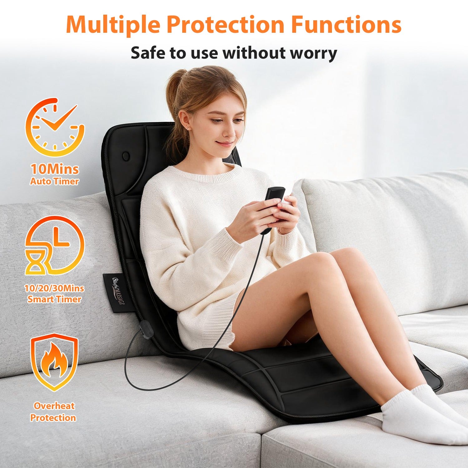 Full Body Vibration Massage Mat with Heat - 10 Motors, 9 Modes & 3 Heating Levels — view 8