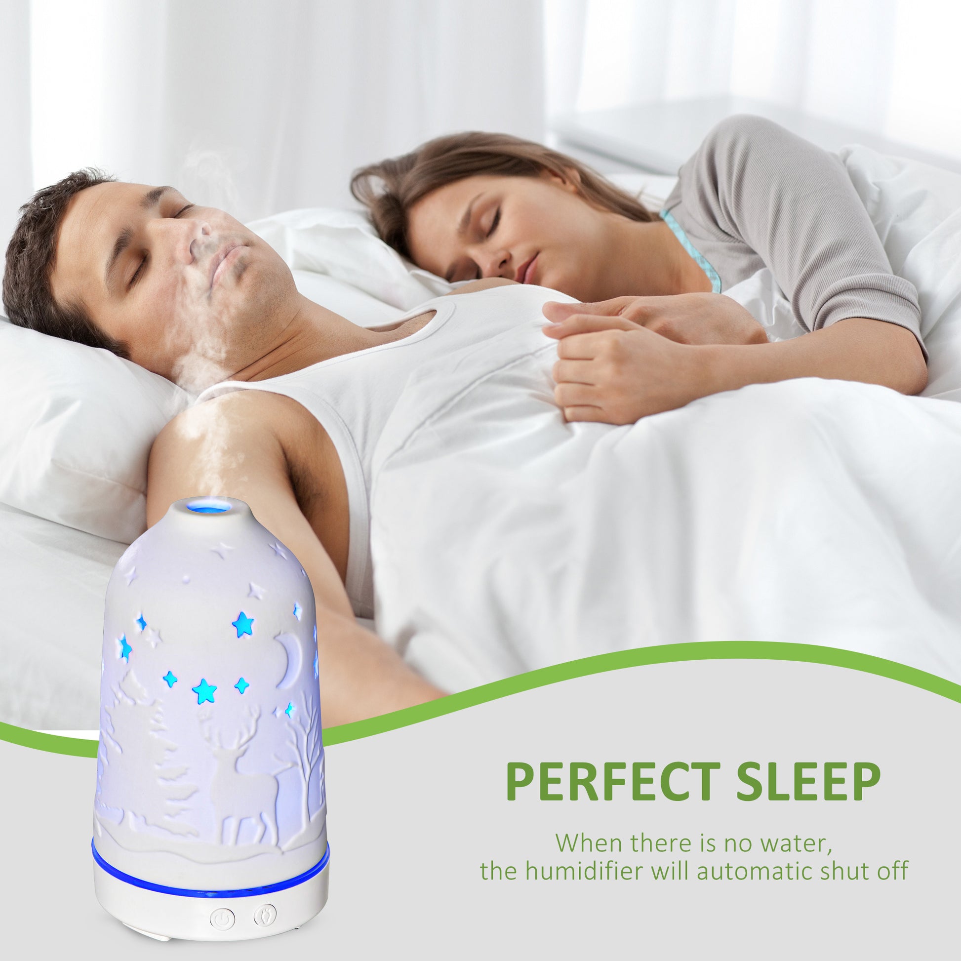 Ceramic Ultrasonic Aromatherapy Diffuser with 7-Color LED Lights and Timer — view 3