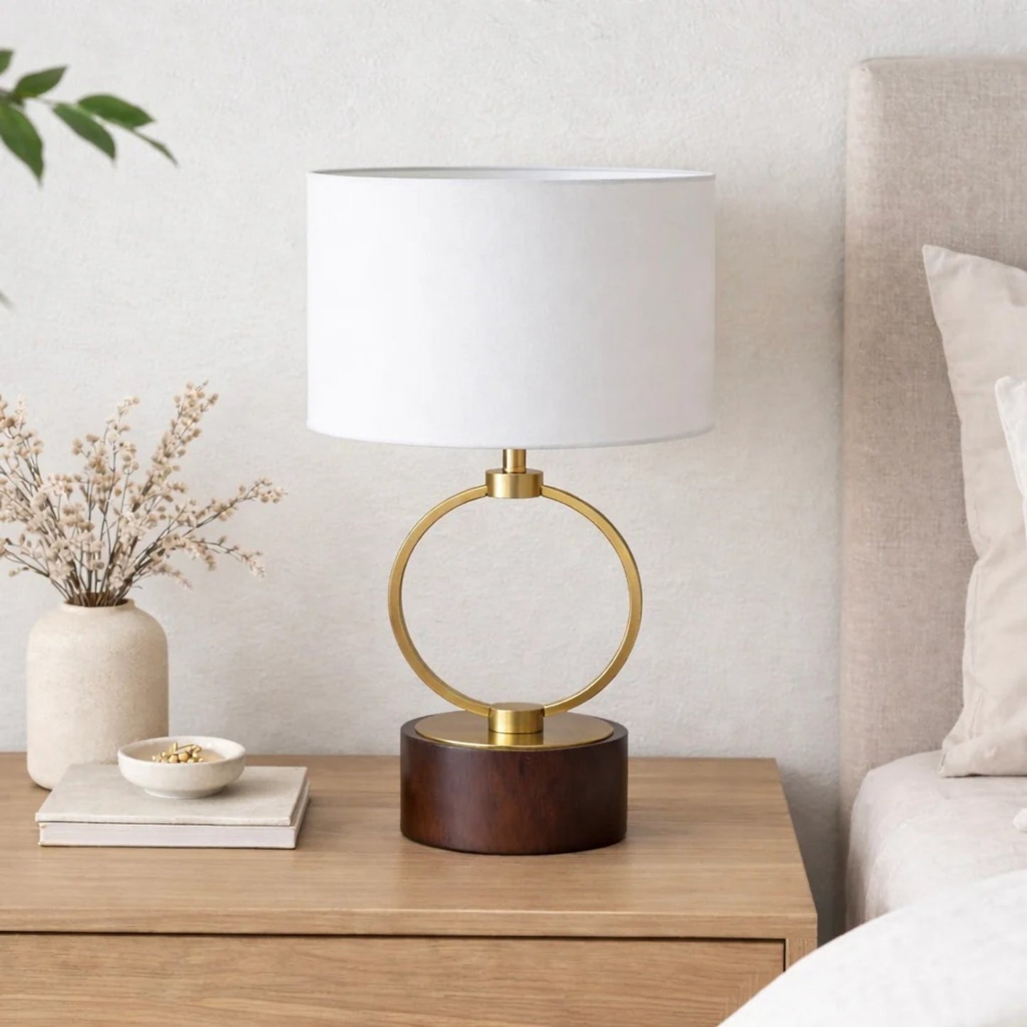 Grid Metal Circular Bedside Lamp - White — view 3