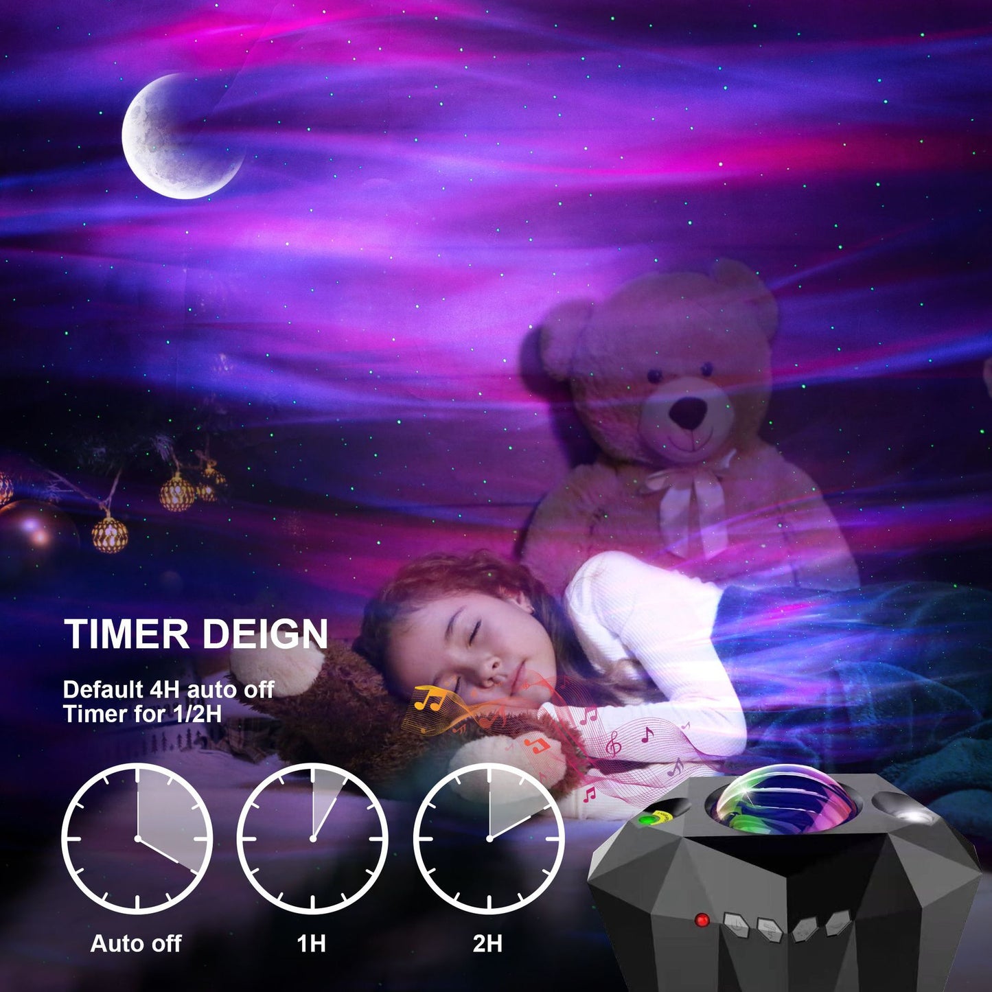 Ocean Star Projector Lamp with Bluetooth Music & Water Patterns — view 2