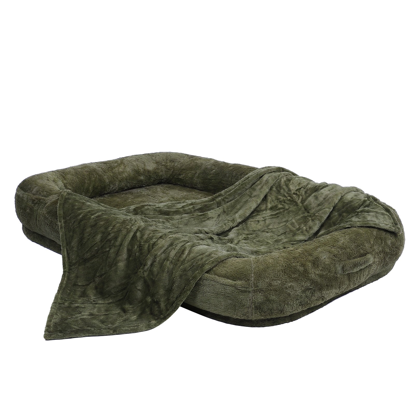 Extra Large Human Dog Bed 71x47x12in with Soft Blanket and Storage
