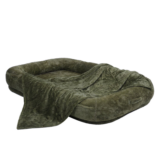 Extra Large Human Dog Bed 71x47x12in with Soft Blanket and Storage