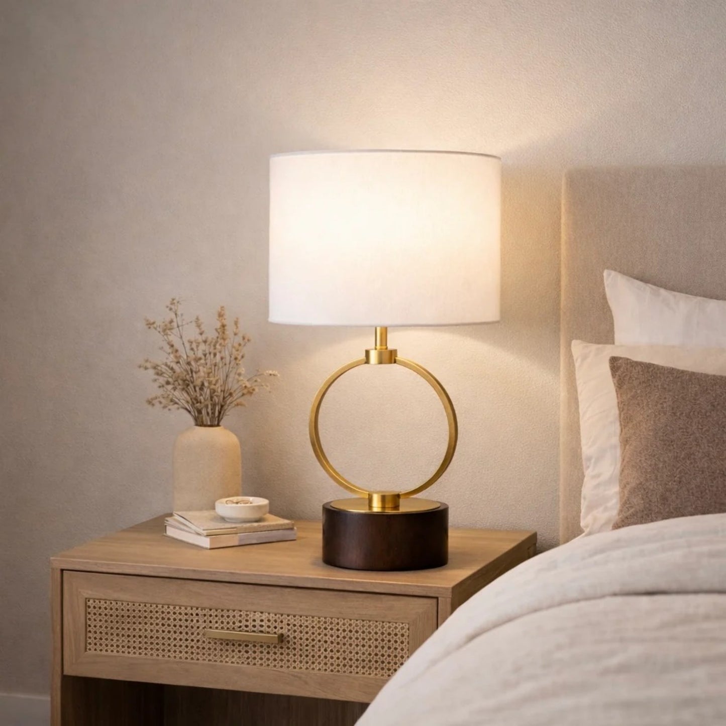 Grid Metal Circular Bedside Lamp - White — view 2