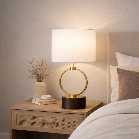 Grid Metal Circular Bedside Lamp - White — view 2
