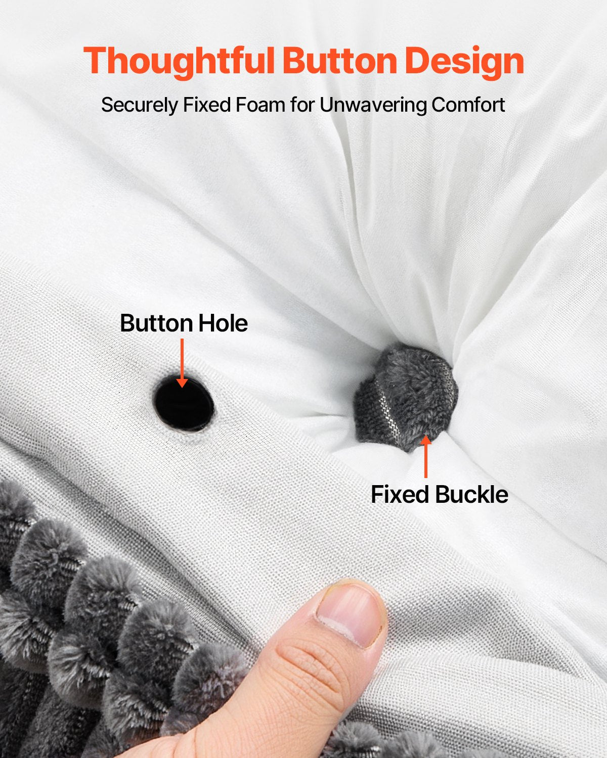 Queen Size Wedge Headboard Pillow with Storage Pockets and Detachable Headrests - Grey Velvet — view 4