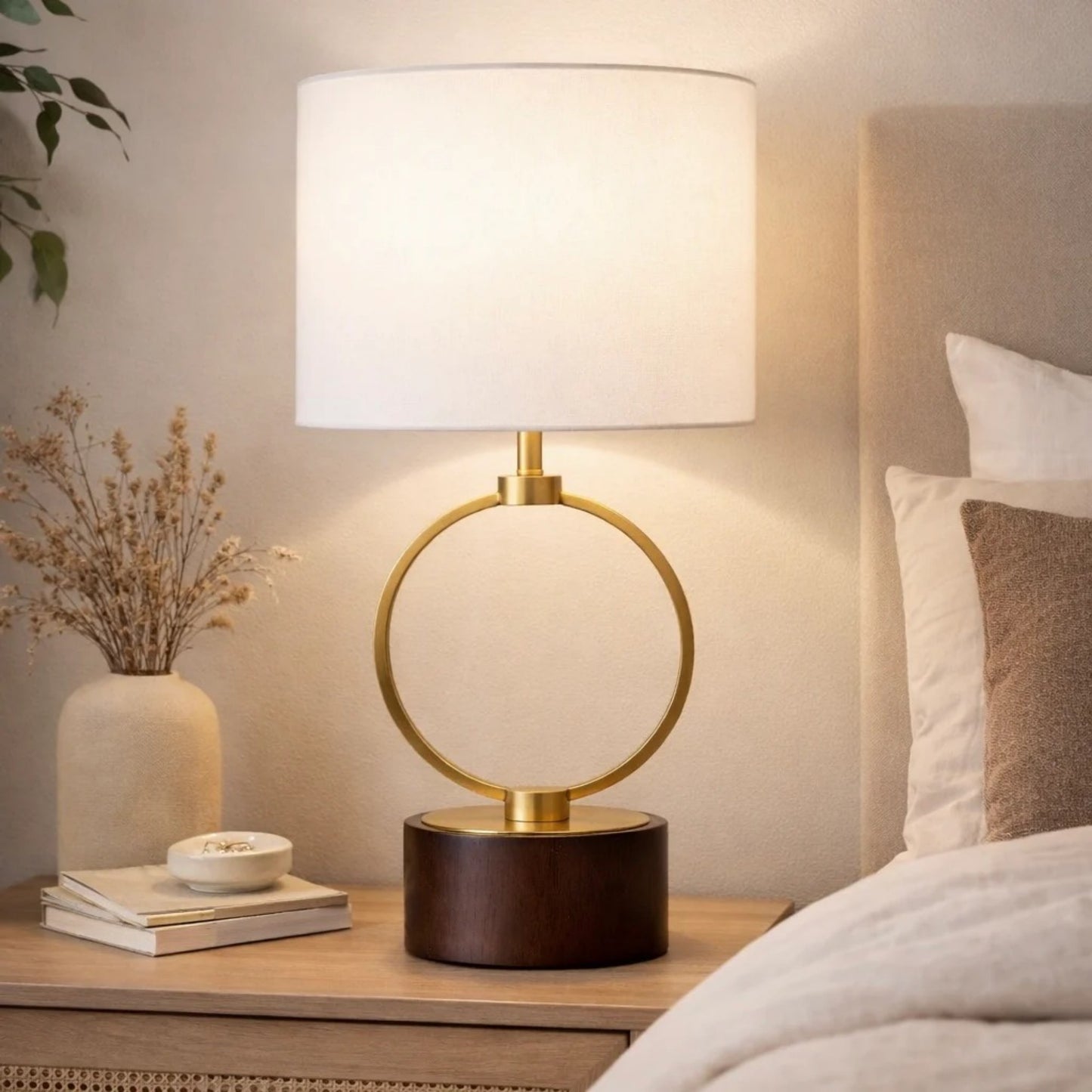 Grid Metal Circular Bedside Lamp - White — view 4