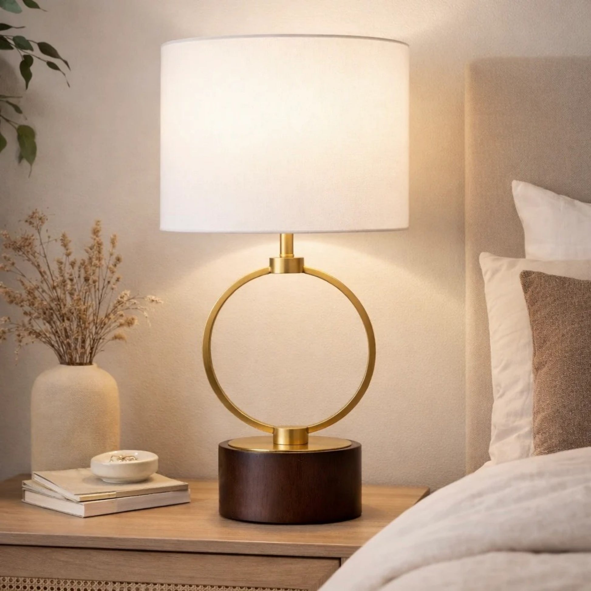Grid Metal Circular Bedside Lamp - White — view 4
