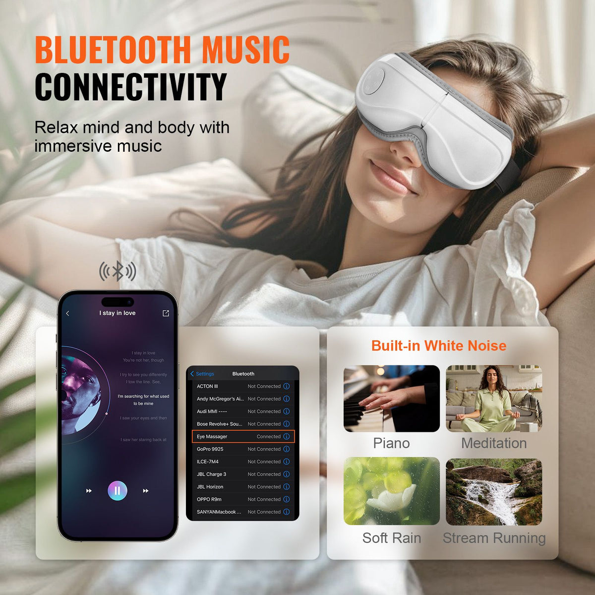 Portable heated eye massager — in use