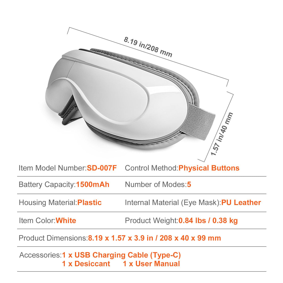 Wireless eye massager with air pressure — packaging/accessories