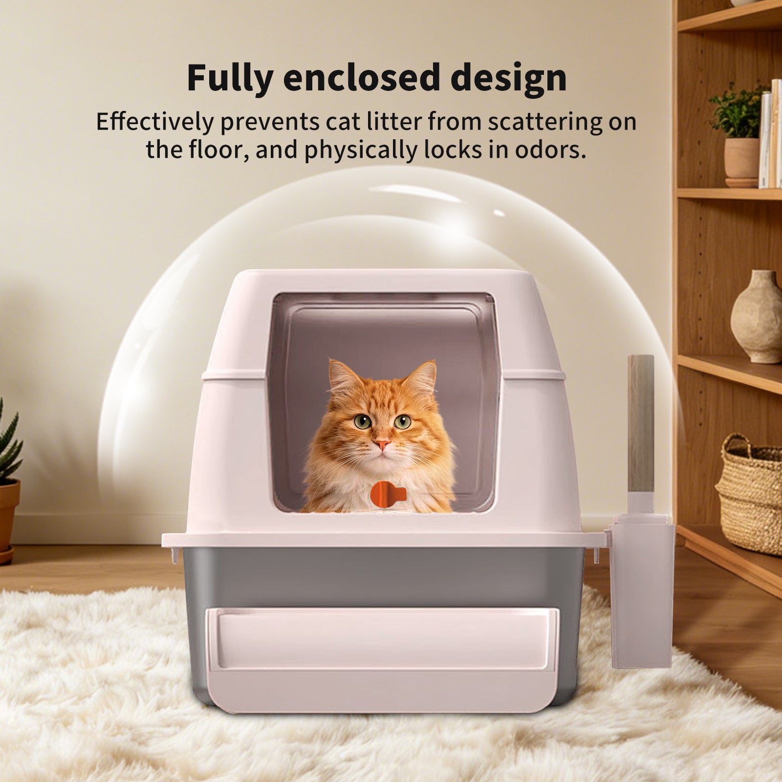 Dual Entry Stainless Steel Cat Litter Box with Scoop & Pedal — view 2