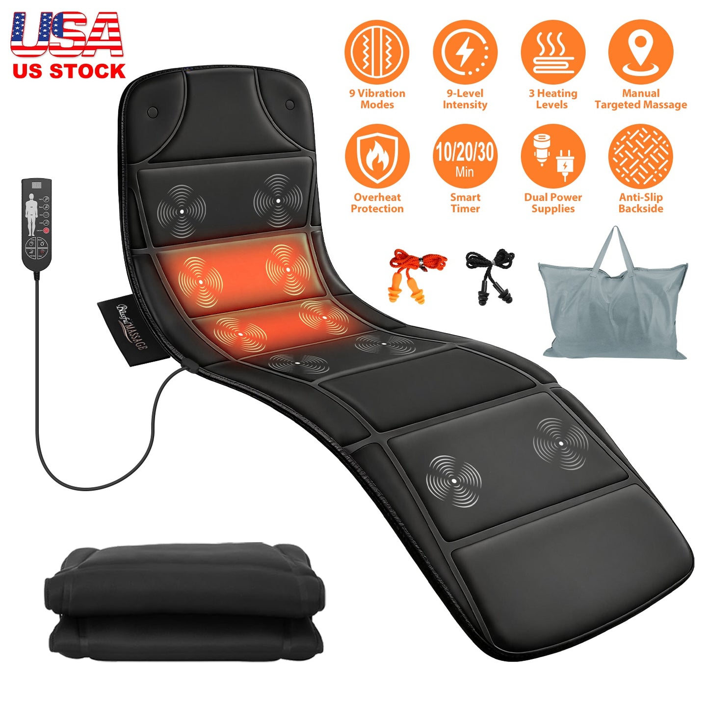 Full Body Vibration Massage Mat with Heat - 10 Motors, 9 Modes & 3 Heating Levels — view 7